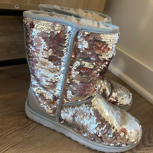 UGG Shoes - Silver/pink Sparkle Ugg boots size 9
